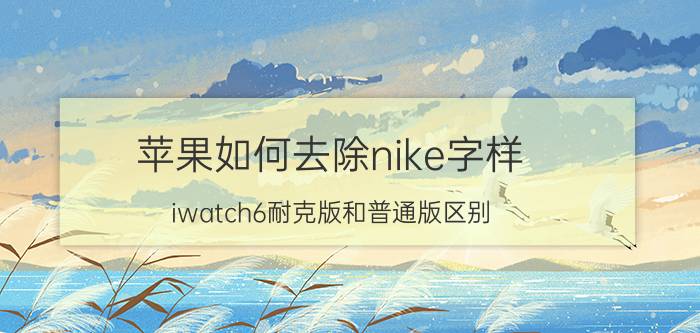 苹果如何去除nike字样 iwatch6耐克版和普通版区别？